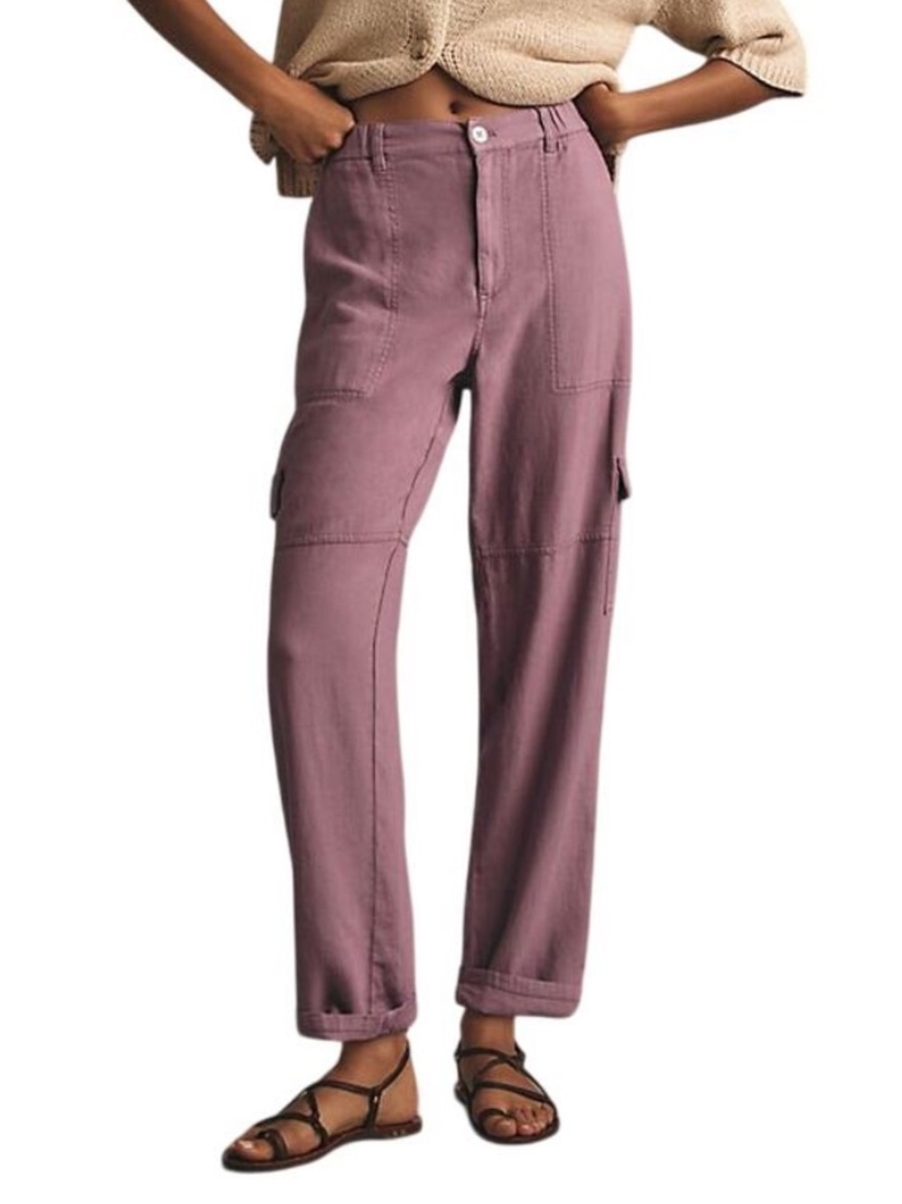 Anthropologie Pilcro Mauve Purple Straight-Leg Cargo Pants